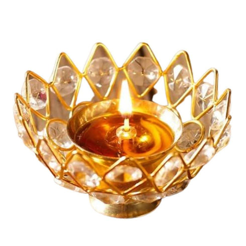 Lotus Design Crystal Diya Akhand Jyoti